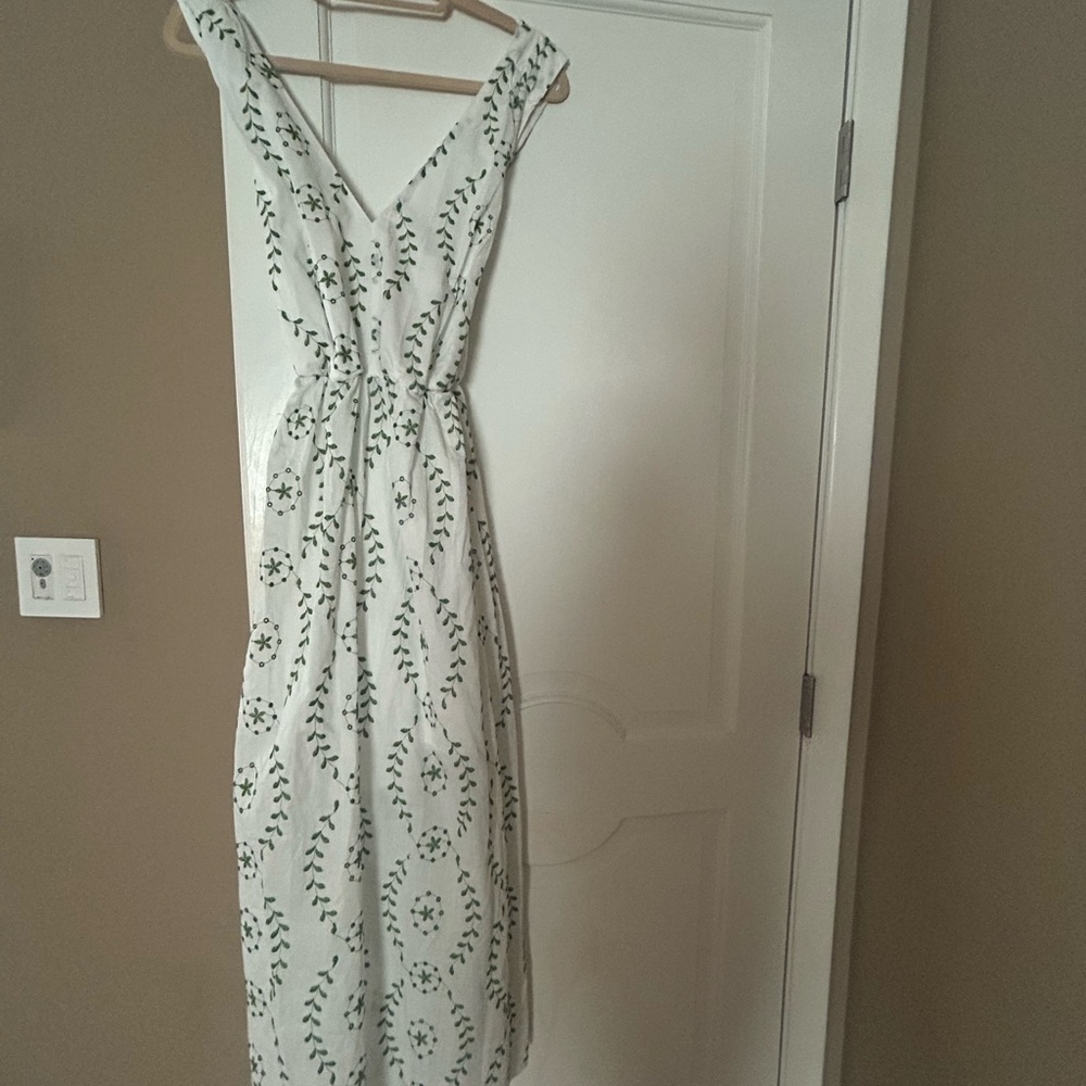 A New Day White and Green embroidered garden dress